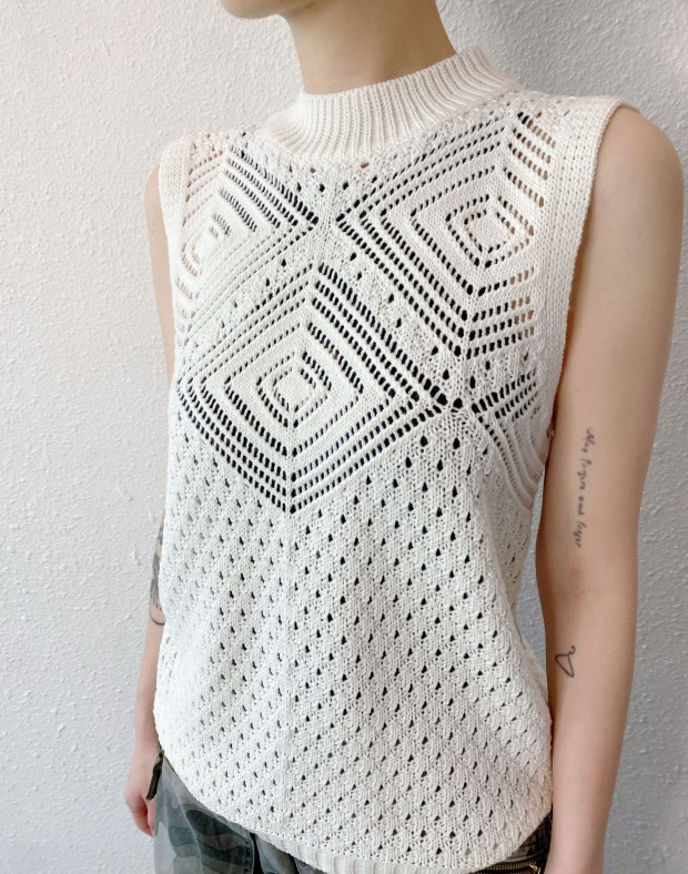 White Pattern Vest #250419